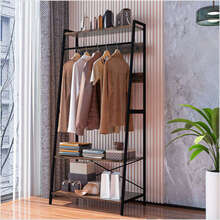 Freestanding ENTtry Coat Stand Hall Tree Shoe Rack Scarf Bag Hanger Open Wardrobe - màu đen - Xem 2