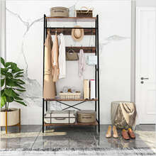 Freestanding ENTtry Coat Stand Hall Tree Shoe Rack Scarf Bag Hanger Open Wardrobe - màu đen - Xem 4