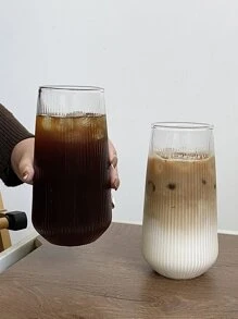 1入組豎條紋耐熱玻璃杯，大容量，透明，適用於冰美式咖啡和拿鐵瑪奇朵 - 無色 - 查看 6