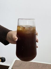 1入組豎條紋耐熱玻璃杯，大容量，透明，適用於冰美式咖啡和拿鐵瑪奇朵 - 無色 - 查看 10