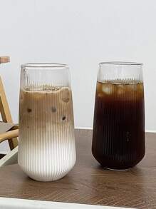 1入組豎條紋耐熱玻璃杯，大容量，透明，適用於冰美式咖啡和拿鐵瑪奇朵 - 無色 - 查看 7