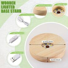 قاعدة خشبية مضيئة ب- 6 مصابيح LED بأحجام 2.36 بوصة / 3.14 بوصة / 3.93 بوصة بضوء دافئ، قاعدة إضاءة DIY، وحامل عرض للأشكال المتحركة