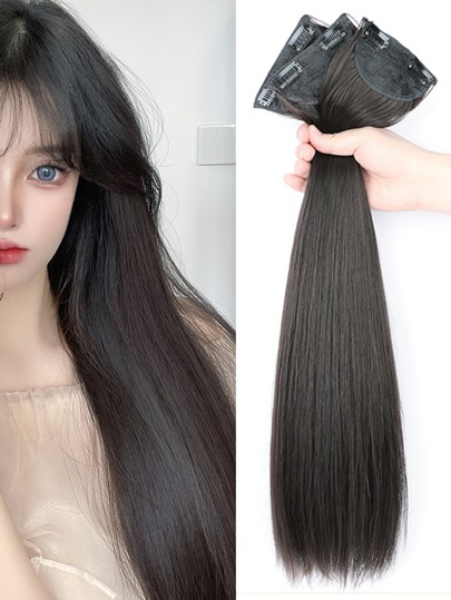 3pcs Women's Hair Pieces, Long Straight Invisible Hair Extension Clip, Hair Volumizer, Hidden & Traceless