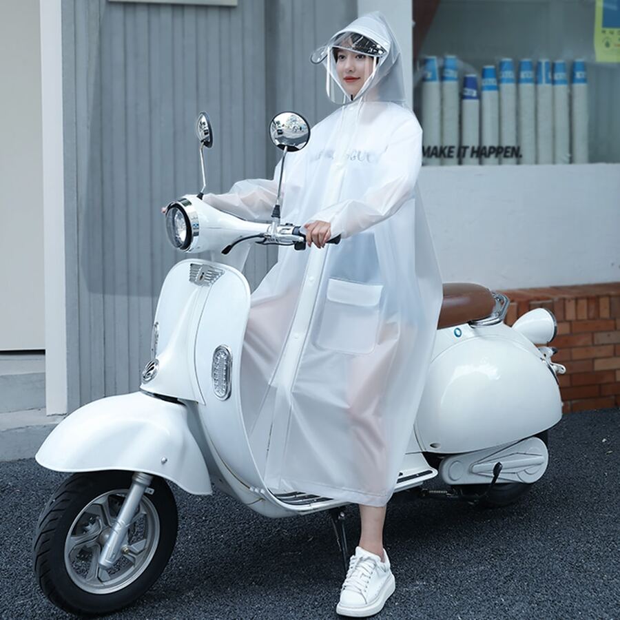 Fashionable Reflective Raincoat, Hiking Raincoat, Safety Raincoat - White - View 1