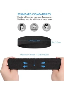 1/3 件 20 厘米吸汗带运动头带男女吸湿排汗运动毛巾布吸汗带适用于网球篮球跑步健身房锻炼，健身发带 - 彩色 - 查看 2