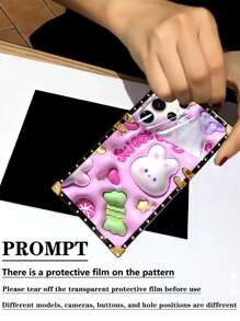 3D兔子图案防震长方形手机壳，兼容 4G/A14/A15/A22/A23/A24/A25/A32/A33/A34/A52/A53/A54/A55/A72/A73 5G、A38/A18/A78 5G/A98/A79 5G、C53/C55、Note12 Pro+ 5G/Note13 Pro、Y36 5G。图案表面覆盖有保护膜，使用前请撕掉。 - 粉色 - 查看 3