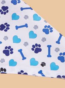 1 pieza Pañuelo para mascotas con corazón & con estampado de hueso para perro con gato para todo estación - Azul - Ver 4