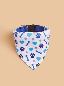 1 pieza Pañuelo para mascotas con corazón & con estampado de hueso para perro con gato para todo estación - Azul - Ver 3