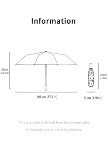 1把純色自動防紫外線太陽雨傘,折疊太陽傘 - 黑色 - 查看 3