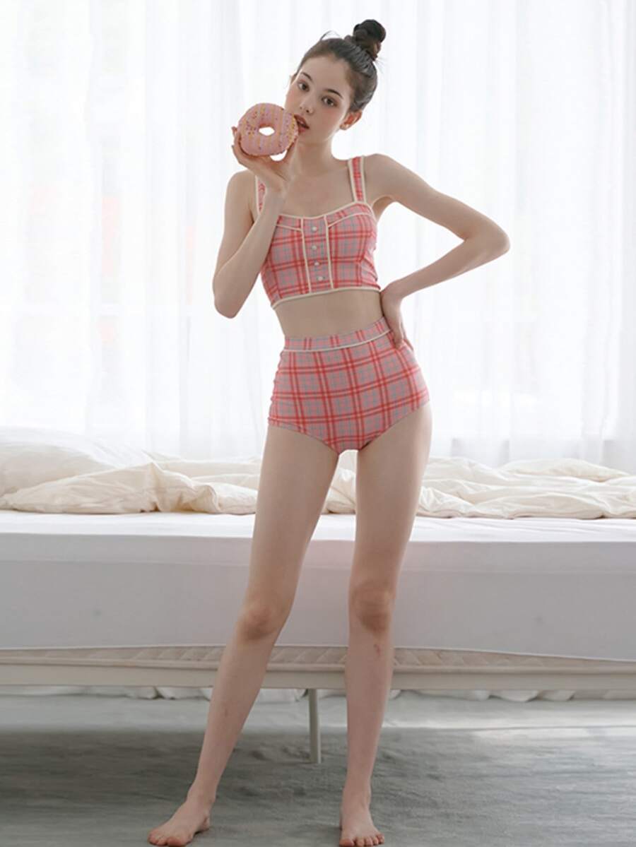 爆款休闲时尚清新简约女士两件套比基尼套装夏季沙滩装 - 彩色 - 查看 1