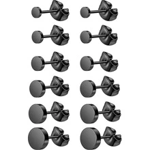 PMKMKM 1pair Stainless Steel Black Round Stud Earrings 316l Unisex Simple And Fashionable Titanium Steel Ear Jewelry Gift For Holidays