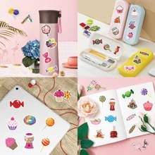 1套裝50入組卡通糖果塗鴉貼紙適用於兒童 - 彩色 - 查看 3