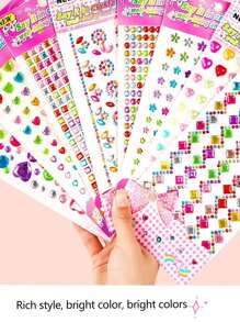 4 piezas de pegatinas de diamantes de cristal 3D, diseño aleatorio de estrella, amor, estrella y pegatinas con forma de estrella brillante, adecuadas para decorar fundas de teléfonos móviles - Multicolor - Ver 6