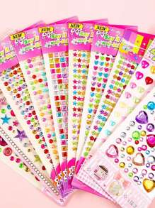4 piezas de pegatinas de diamantes de cristal 3D, diseño aleatorio de estrella, amor, estrella y pegatinas con forma de estrella brillante, adecuadas para decorar fundas de teléfonos móviles - Multicolor - Ver 7