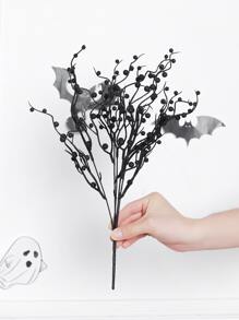 1pc/2pcs Artificial Halloween Pearl Fruit Tree - Fake Plant, Plastic Green Shrub For Home Garden, Halloween Floral To Add Atmosphere, Decor, DIY, Vase Filler Home Decor Room Decor Halloween Decor