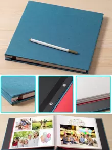 Album photo adhésif avec pages magnétiques pour photos de 3x5, 4x6, 5x7, 6x8, 8x10, 8,5x11, 11x10,6 pouces. Album de scrapbooking fait main avec 40 pages, couverture en lin incluant des stylos en métal et accessoires de loisirs créatifs. 11x10,6 pouces. Fournitures scolaires, retour à l'école.