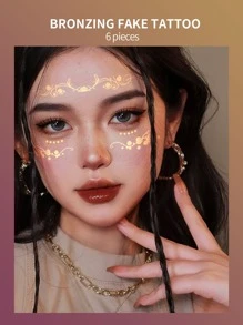 tờ Miếng dán hình xăm giả mặt màu đồng đáng yêu siêu sáng bóng Màu sắc bền lâu Hoàn hảo cho lớp trang điểm Halloween Thứ Sáu Đen của bạn - Vàng - Xem 3