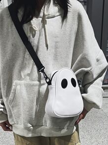 哥特式朋克搖滾鬼骷髏圖案斜挎包,流行新奇的單肩包,Y2K風格情侶零錢包適合派對,音樂節 - 白色 - 查看 2