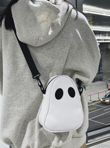 哥特式朋克搖滾鬼骷髏圖案斜挎包,流行新奇的單肩包,Y2K風格情侶零錢包適合派對,音樂節 - 白色 - 查看 1