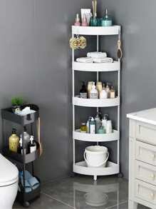 1pc Multi-Layer Stainless Steel Material Drain-Blue Design Storage Rack, Bathroom Corner Floor-Standing/ Wall-Mounted Toilet Kitchen Shelf Bathroom - White - View 3