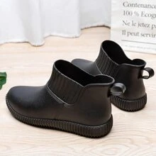 Fashionable Women's Short Rain Boots, Waterproof Casual Work Rainboots, Low-Cut Slip-Resistant Rubber Shoes, All Season Wear
