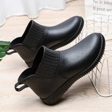 Fashionable Women's Short Rain Boots, Waterproof Casual Work Rainboots, Low-Cut Slip-Resistant Rubber Shoes, All Season Wear