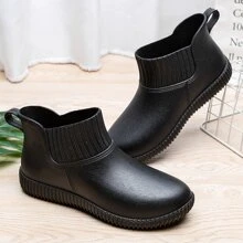 Fashionable Women's Short Rain Boots, Waterproof Casual Work Rainboots, Low-Cut Slip-Resistant Rubber Shoes, All Season Wear