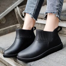 Fashionable Women's Short Rain Boots, Waterproof Casual Work Rainboots, Low-Cut Slip-Resistant Rubber Shoes, All Season Wear