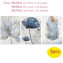 Bộ Của 3 Nghệ thuật trừu tượng Phong cách Bắc Âu Đồ trang trí Bức tranh In Xanh Và Vàng Thực vật Lá cây In hoa tranh sơn dầu , Hiện đại Nhà  Trang trí tường - màu sắc - Xem 4
