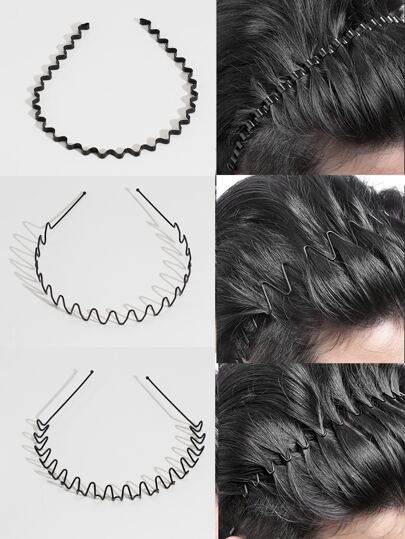 Set de 3 diademas onduladas para hombres, accesorios para el cabello para deportes diarios, gimnasio, accesorios para hombres, diadema ondulada, accesorios para hombres, accesorios para la cabeza para hombres, accesorios de béisbol