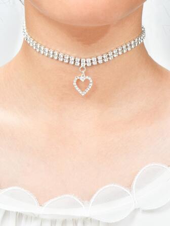 1入組閃閃發光心形墜飾項鍊