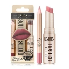 2入組啞光口紅&唇線筆套裝,持久,防水,不粘杯子,裸色顏色 - 粉色 - 查看 3