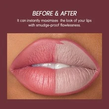 2入組啞光口紅&唇線筆套裝,持久,防水,不粘杯子,裸色顏色 - 粉色 - 查看 2