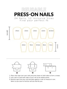 24Pcs Short Nails Press On Nails White Nails French Nails +One File +1 Adhesive Tape Nail Supplies Nails