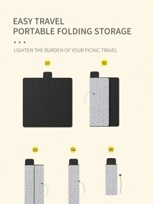 1入組野餐墊防潮墊戶外地面地墊野營墊沙灘巾防水和便攜適合春天郊遊 - 灰色 - 查看 5