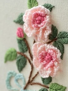1 套绣花布 DIY 手工材料套件，适合初学者、DIY 家居装饰（无绣花箍） - 紅色 - 查看 6