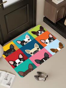 1 pieza de colores perrito con estampado Alfombra de puerta , moderno poliéster Alfombra interior exterior para casa - Multicolor - Ver 1