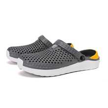 Men's Fashionable Breathable Perforated Slip-On Sandals, Non-Slip Wear-Resistant For Summer Beach & Outdoor - Grey - View 2