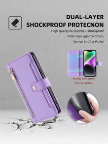 keyunfei 附赠手机挂饰 1 件紫色防摔拉链钱包，多功能卡槽和搭扣设计，可斜挎，兼容 14/ S23/ P50 Pro/ 小米 11 Lite/ 红米 Note 11 Pro 5G/ Pixel 7a/ 荣耀 X9a/ OPPO Reno 5 Lite，国际版，非国内版 - 紫色 - 查看 5