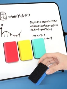 4入組長方形白板擦帶膠黏劑表面 - 彩色 - 查看 1