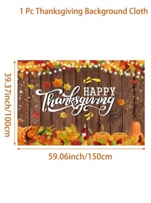 1入組感恩節快樂聚酯布橫幅背景，完美裝飾感恩節派對背景，火雞圖案背景橫幅 - 彩色 - 查看 3