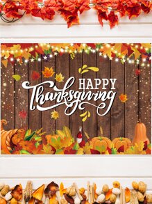 1入組感恩節快樂聚酯布橫幅背景，完美裝飾感恩節派對背景，火雞圖案背景橫幅 - 彩色 - 查看 1