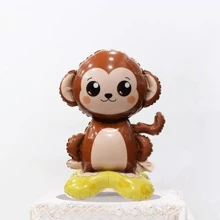 1pc Aluminum Balloon, Creative Animal Design Decorative Balloon For Home Decor, Party, - 棕色 - 查看 1