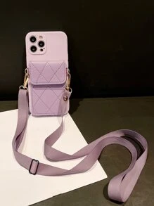 1 chiếc ốp lưng điện thoại có dây đeo chéo điều chỉnh được, màu đen, kèm ngăn đựng thẻ, đựng được 2 thẻ, dây đeo có thể tháo rời, tương thích với iPhone 11/11 Pro/11 Pro Max/12/12 Pro/12 Pro Max/13/13 Pro/13 Pro Max/14/14 Pro/14 Plus/14 Pro Max/15/15 Plus/15 Pro/15 Pro Max/XR/XS Max/7 Plus/8 Plus/16/16 Pro Max/17/17 Pro/17 Pro Max - Bụi tím - Xem 2