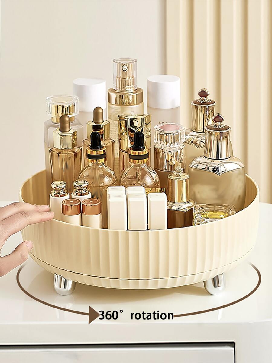 多功能旋转化妆品收纳盒，适用于房间、家居、卧室、浴室、粉色房间、客厅装饰、旅行用品、礼品袋、送给妈妈、爸爸、男士、朋友、老师的礼物、生日礼物、婚礼礼物、办公桌、置物架、配件收纳、礼品盒、趣味礼物、储物盒、珠宝盒、化妆刷收纳袋、化妆刷架、香水收纳盒、化妆包、房间装饰 - 米色 - 查看 1