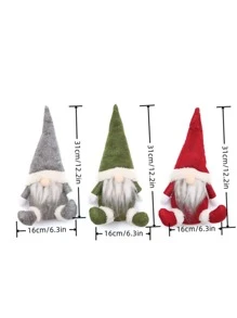 1pc Santa Claus & Nordic Style Blank Face Doll Toy - Green - View 4