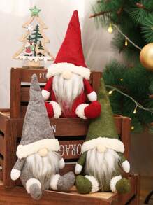 1pc Santa Claus & Nordic Style Blank Face Doll Toy - Green - View 3
