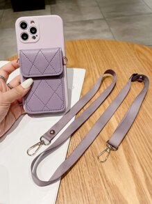 1 chiếc ốp lưng điện thoại có dây đeo chéo điều chỉnh được, màu đen, kèm ngăn đựng thẻ, đựng được 2 thẻ, dây đeo có thể tháo rời, tương thích với iPhone 11/11 Pro/11 Pro Max/12/12 Pro/12 Pro Max/13/13 Pro/13 Pro Max/14/14 Pro/14 Plus/14 Pro Max/15/15 Plus/15 Pro/15 Pro Max/XR/XS Max/7 Plus/8 Plus/16/16 Pro Max/17/17 Pro/17 Pro Max - Bụi tím - Xem 3