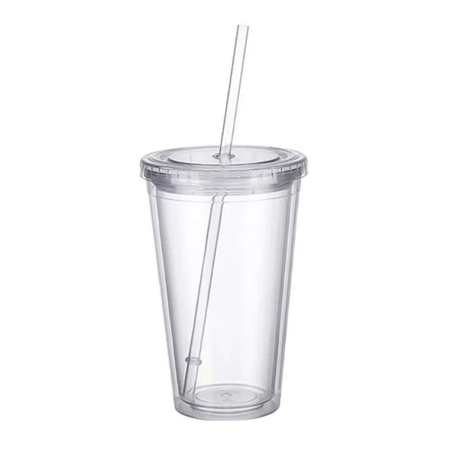 450-500ml Water Absorption Cup With Lid, Straw, Suitable For Party - 無色 - 查看 1