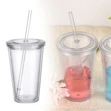 450-500ml Water Absorption Cup With Lid, Straw, Suitable For Party - 無色 - 查看 5